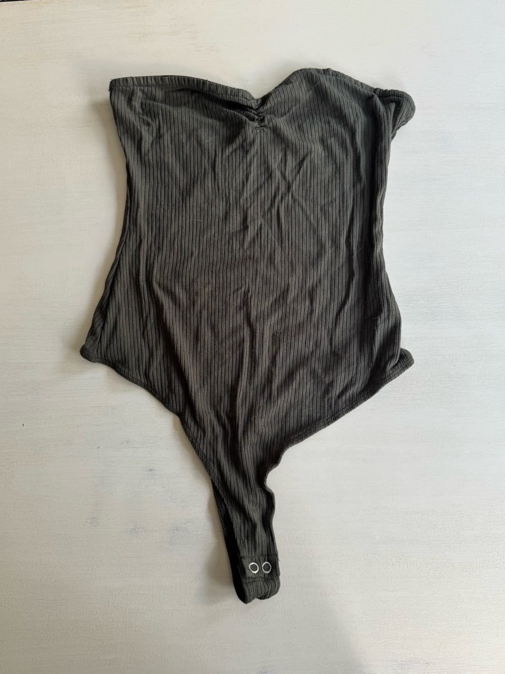 Strapless Bodysuit in Olive Green